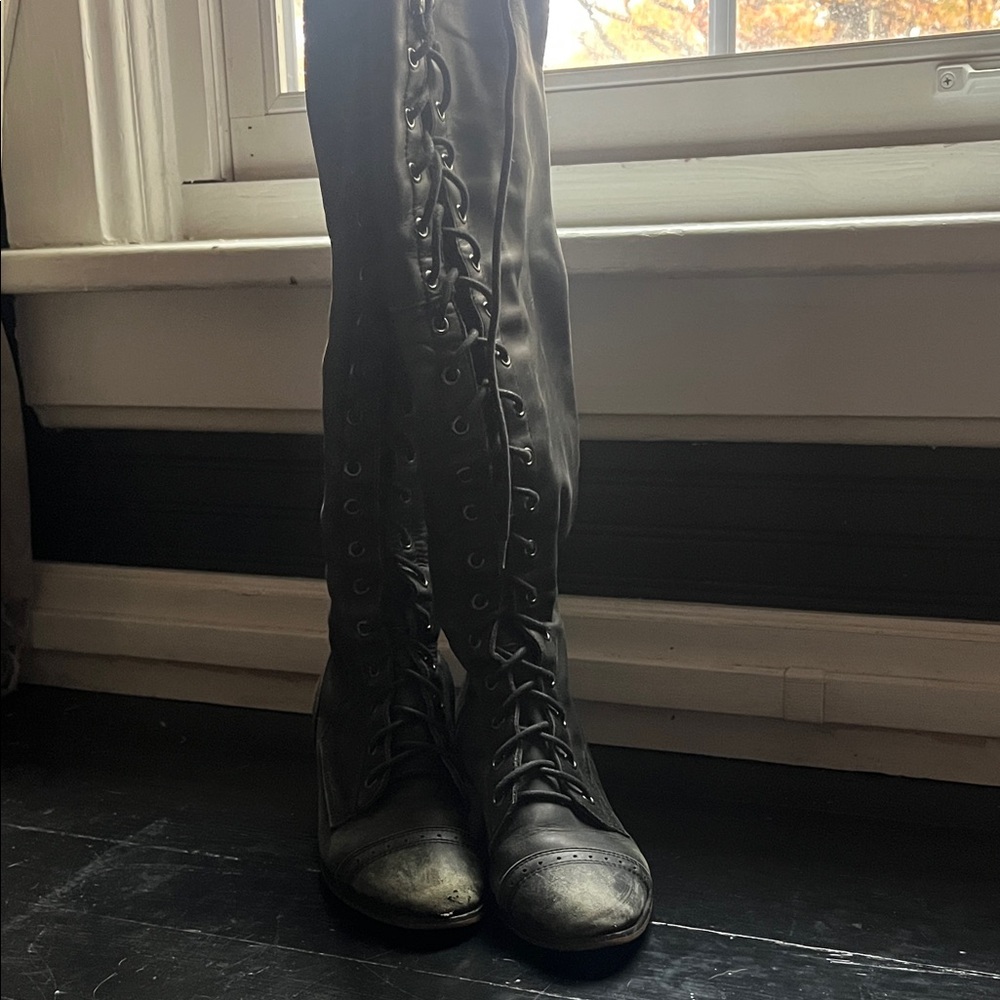 Jeffrey Campbell Black Lace-Up Boots